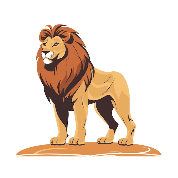 León de pie aislado sobre un fondo neutro ilustración vectorial