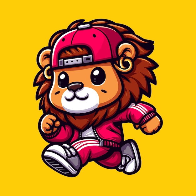 El león rápido en fuga