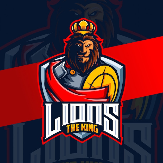 León rey caballero mascota esport logo