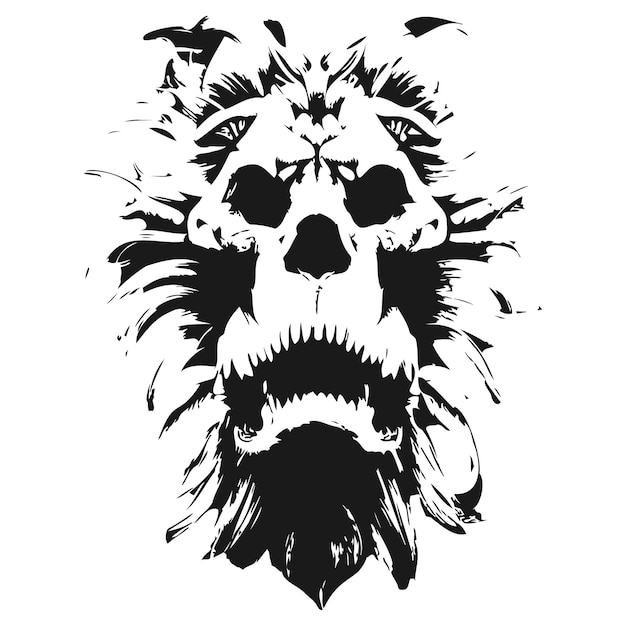 León rugiente vector dibujado a mano imágenes prediseñadas en blanco y negro