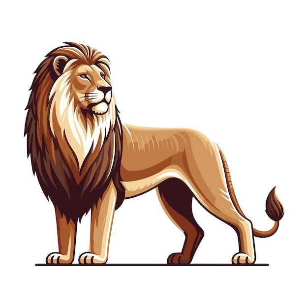 León salvaje con todo el cuerpo Ilustración vectorial de zoología Ilustración majestuosa depredador animal de safari