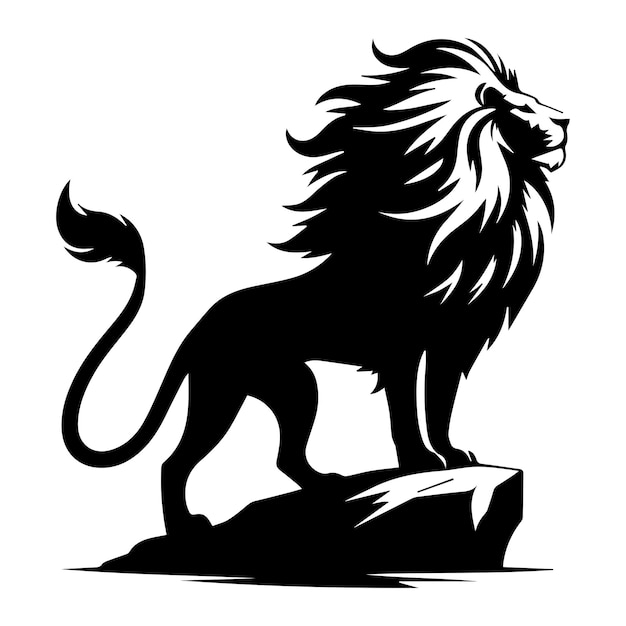 León de la selva africano con silueta de naturaleza silvestre de pie silueta de león dinámica e intrincada