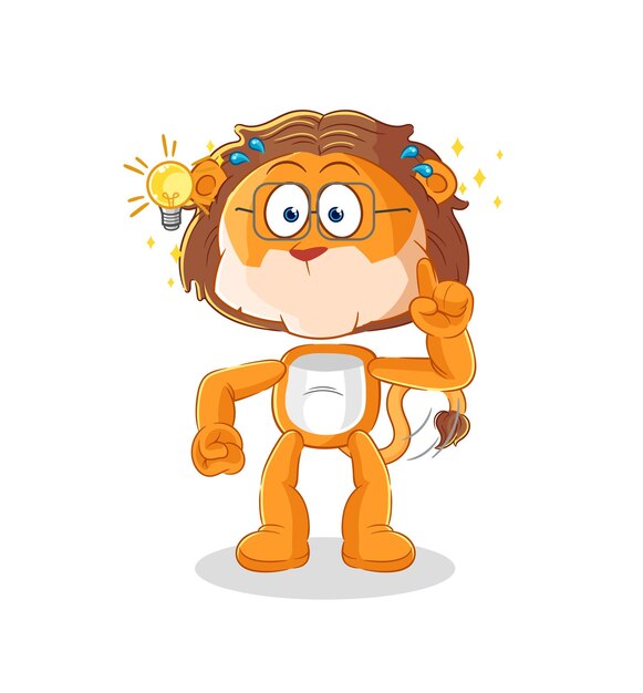 León tiene un vector de mascota de dibujos animados de idea