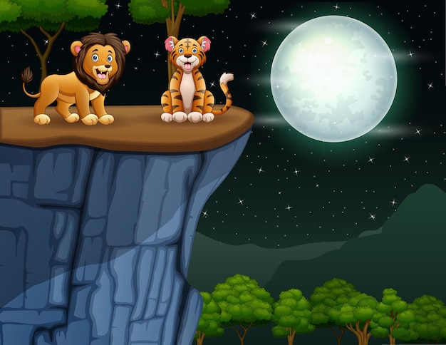 León y tigre en el acantilado