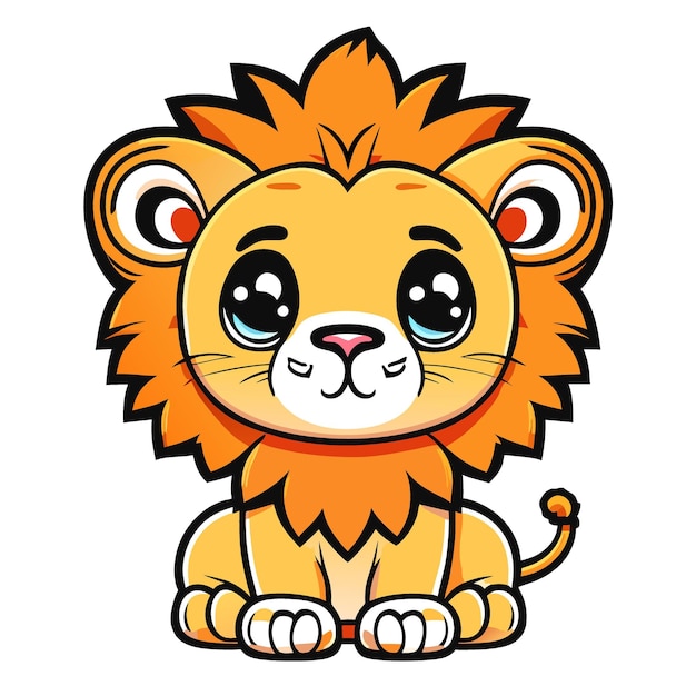 león, vector, ilustración, caricatura