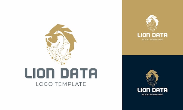 león vectorial y idea de logotipo de datos