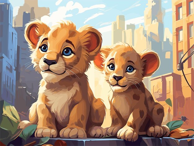 leones bebés con fondo