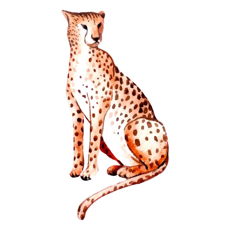 Leopardo de acuarela pintado a mano, aislado sobre fondo blanco Ilustración
