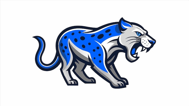 un leopardo azul con una cola azul que dice leopardo