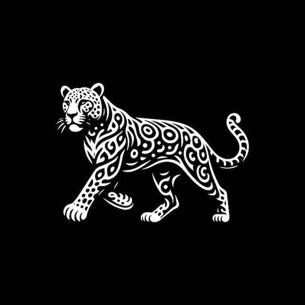 leopardo cuerpo completo arte vectorial silueta icono logotipo diseño doddle negro y blanco