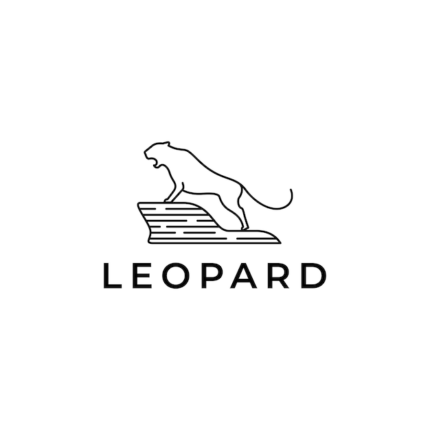 Leopardo observe las líneas de diseño del logotipo.