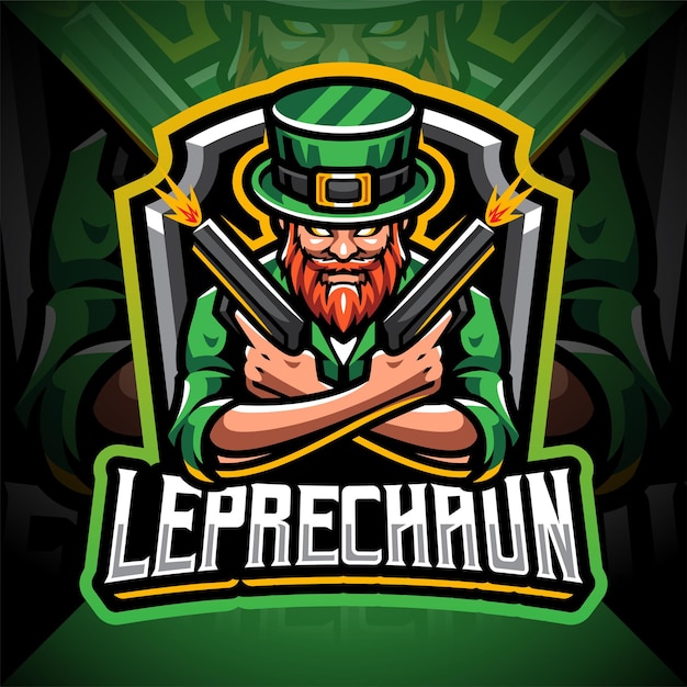 Leprechaun gunner esport mascot logo design