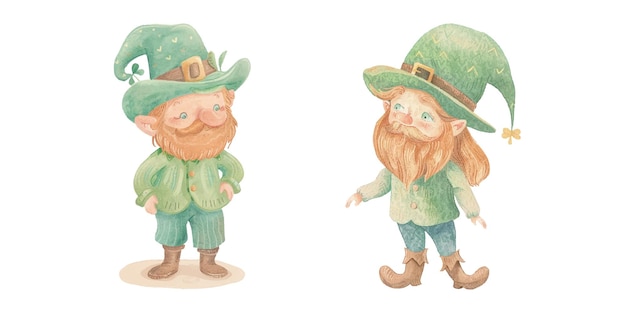 el leprechaun lindo acuarela ilustración vectorial 2