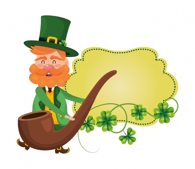 Leprechaun macho sosteniendo marco de tubo