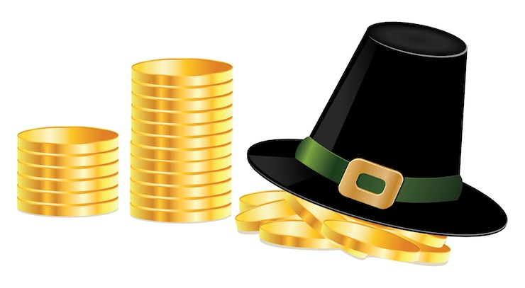 Vector leprechaun sombrero y monedas