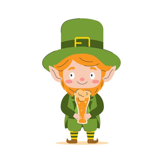 Leprechaun con un vaso de cerveza Ilustración vectorial