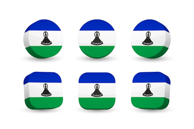 Lesotho bandera 3d vector ilustración botón bandera de Lesotho aislado en blanco
