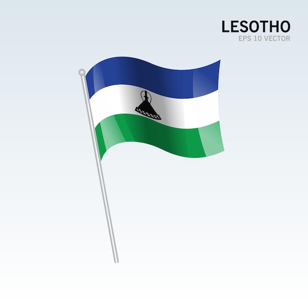 Lesotho ondeando la bandera aislado en gris