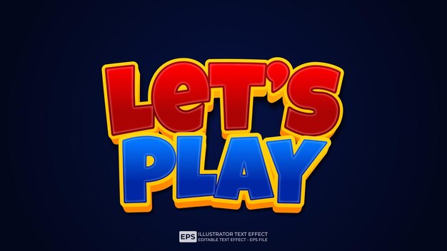 Vector let's play fuente de efecto de texto editable