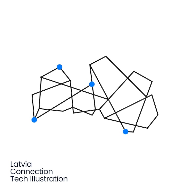 Vector letonia conexión tecnología tecnología geométrica poligonal logo vector icono ilustración