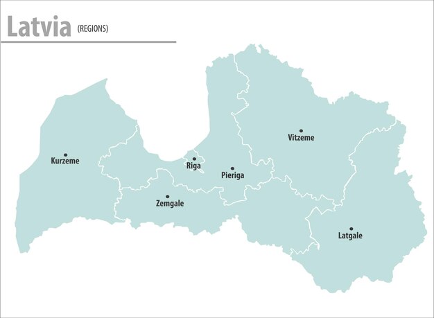 Letonia mapa ilustración vector detallado mapa de letonia con todos los nombres de estado