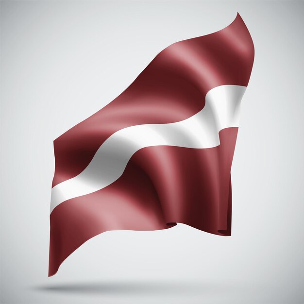 Letonia, vector 3d bandera aislado sobre fondo blanco.