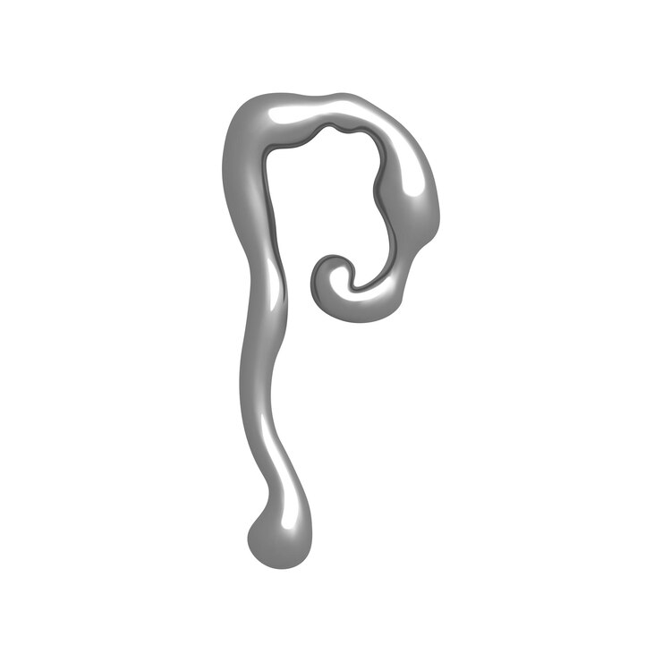 Vector letra 3d p en estilo y2k con efecto cromo ilustración vectorial aislada en fondo blanco