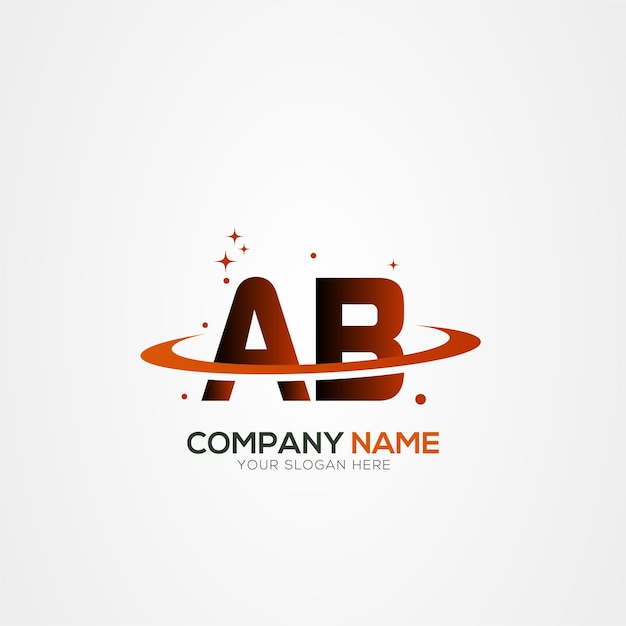 Letra AB BA Diseño del logotipo espacial del Planeta Moderno con elementos vectoriales creativos