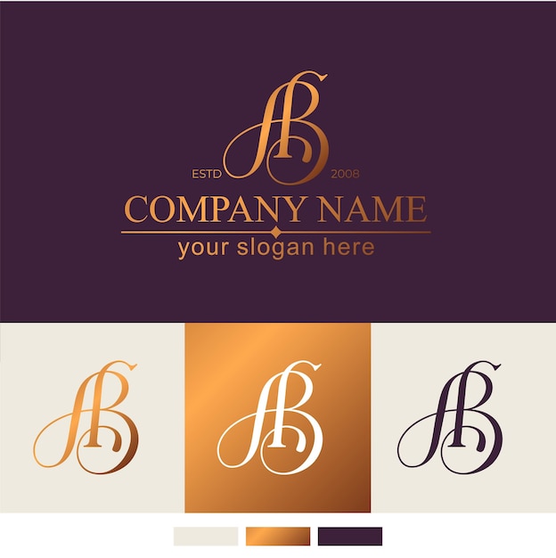 La letra AB del logotipo, la letra AB del diseño del logotipo y la letra AB de lujo, los elementos de la plantilla del logotipo son el monograma personal.