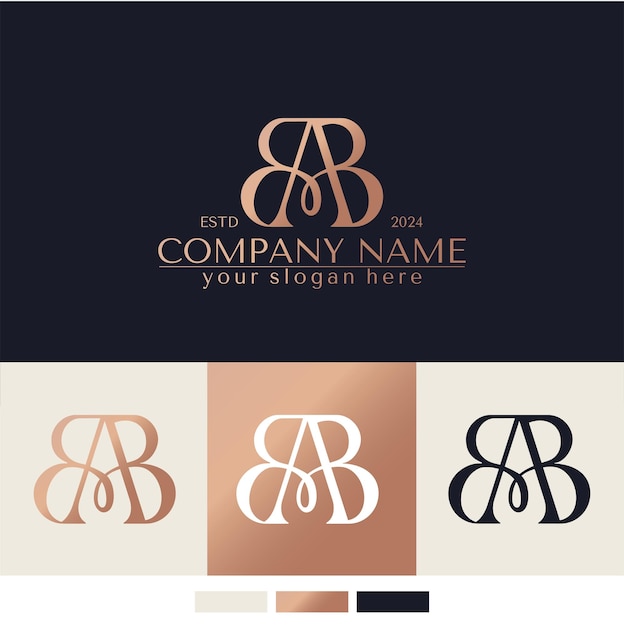 La letra AB del logotipo, la letra AB del diseño del logotipo y la letra AB de lujo, los elementos de la plantilla del logotipo son el monograma personal.