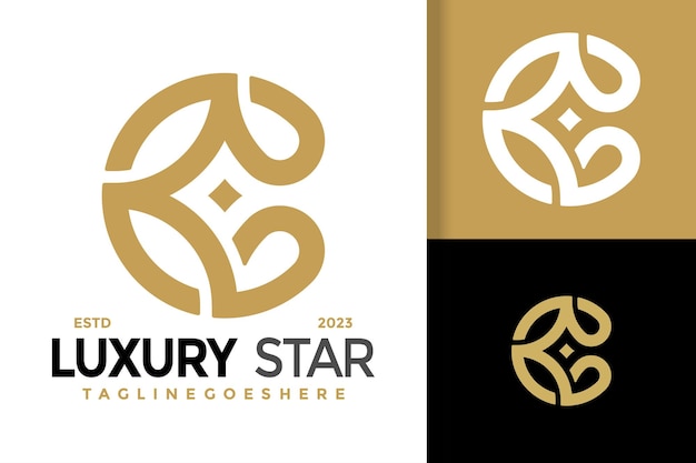 Letra abstracta C Logotipo de monograma de estrella de lujo