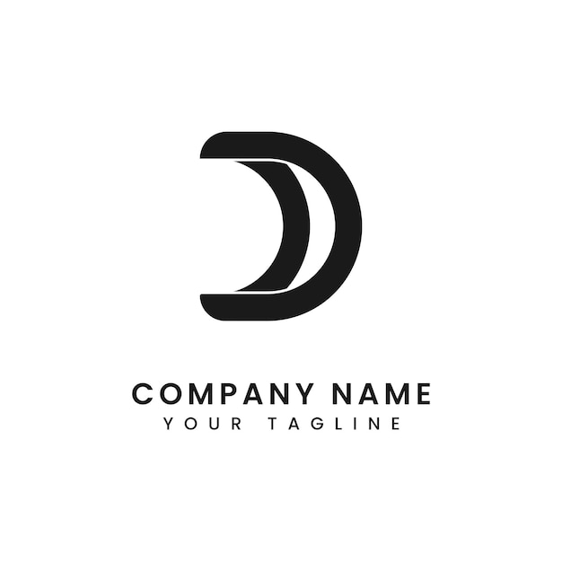 letra abstracta D diseño del logotipo logotipo moderno D diseño con ilustración vectorial de color negro
