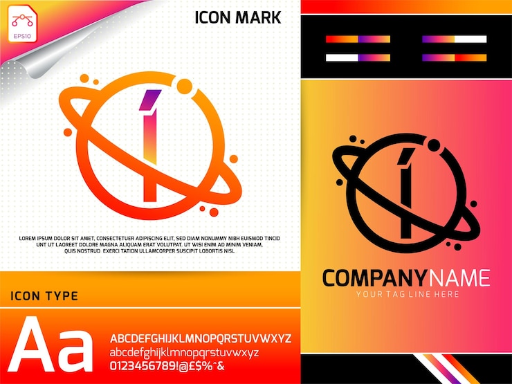 Vector letra abstracta i con concepto de logotipo de planeta espacial