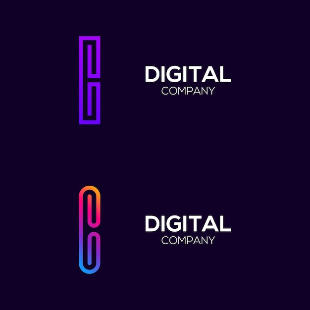 Letra abstracta i logotipo colorido con tecnología de tres líneas y concepto de enlace de conexión digital