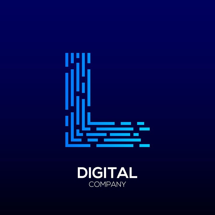 Vector letra abstracta l con elementos de línea de píxeles para empresa de negocios de datos digitales y tecnológicos