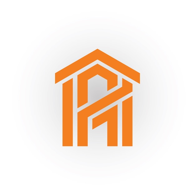 Letra abstracta PH o logotipo de monograma inicial HP para bienes raíces con estilo de construcción en color naranja