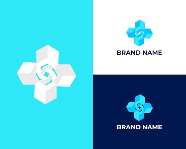 Letra abstracta S con ilustración de vector de diseño de logotipo de caja