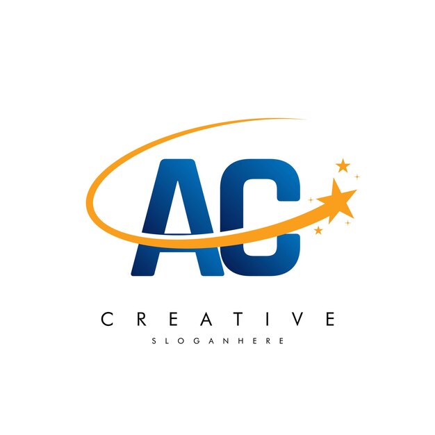 Letra AC o CA Estrella Logotipo e icono Diseño de ilustraciones vectoriales de plantilla