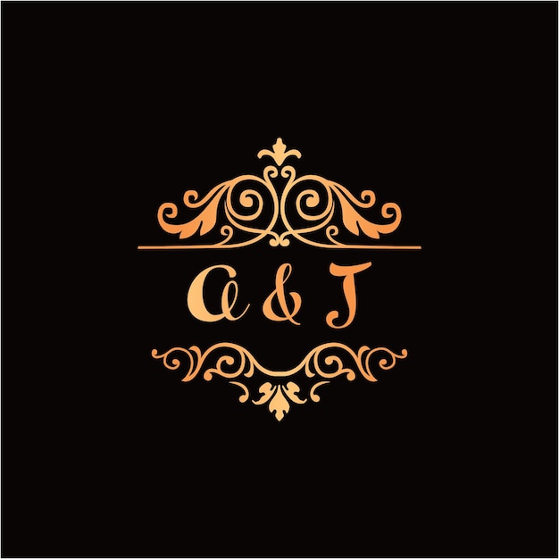 letra aj iniciales boda logo ilustración