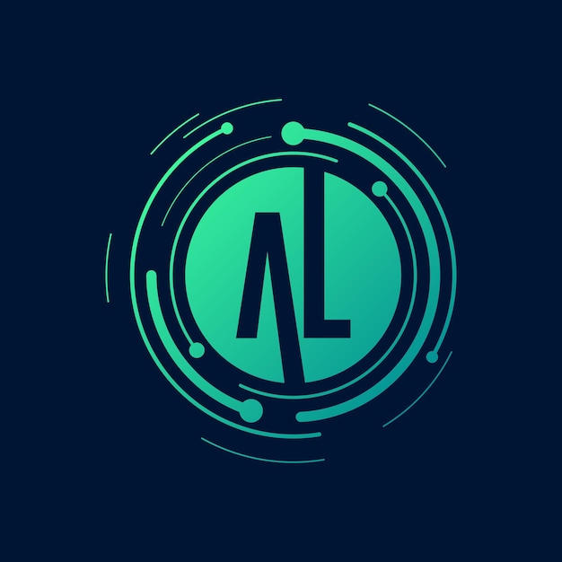 Letra AL Inicial Cyber Multimedia Logo