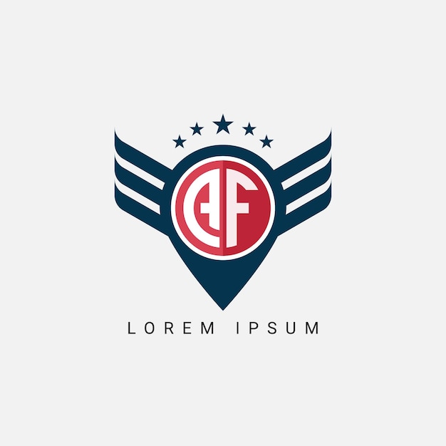 Letra del alfabeto AF FA A F logotipo ubicación concepto de forma con alas ornamento silueta