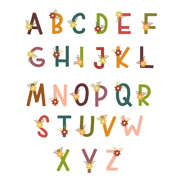 Vector letra del alfabeto colorido lindo con flor