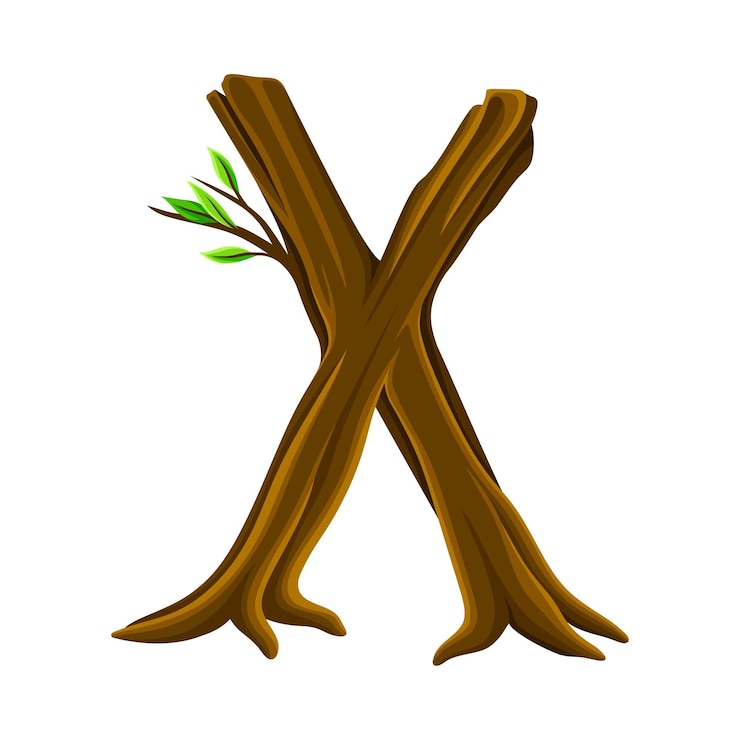 Vector la letra del alfabeto consta de un elemento de bosque y una ilustración vectorial de follaje