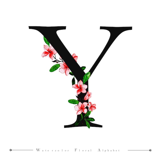 Letra del alfabeto A Fondo floral acuarela