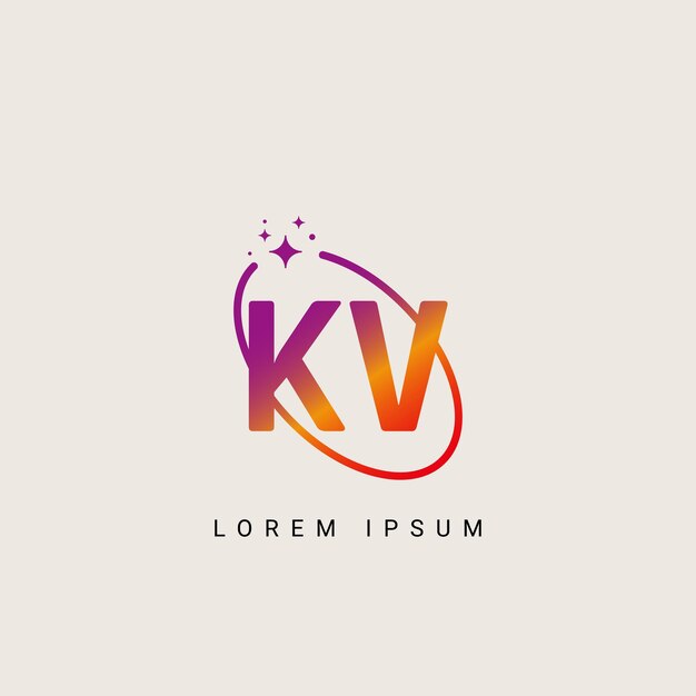 Letra del alfabeto KV VK Ilustración de plantilla vectorial de logotipo único
