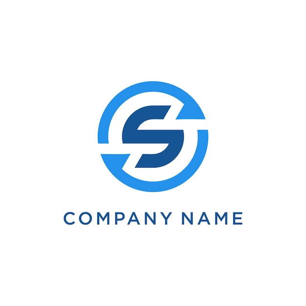 Letra del alfabeto S con círculo en negro azul blanco para el icono del logotipo de la empresa