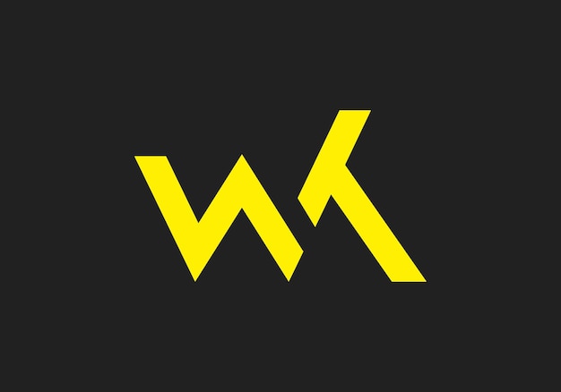 Letra del alfabeto WK logo icono vector WK o KW espacio mínimo y negativo logotipo mínimo