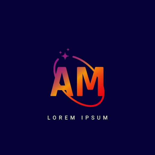 Letra AM MA con el logotipo de la galaxia y el logotipio de la estrella