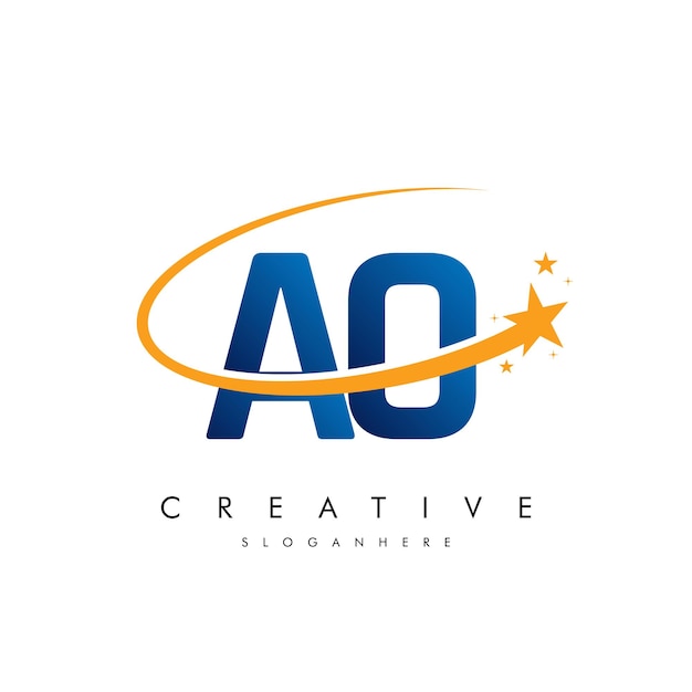 Letra AO o OA Estrella Logotipo e icono Diseño de ilustraciones vectoriales de plantilla