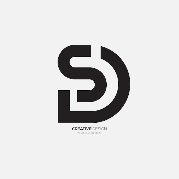 Letra de arte de línea creativa SD o DS logotipo de monograma de concepto inicial único mínimo